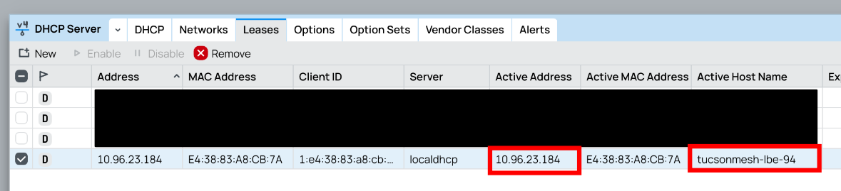 IP - DHCP Server - Leases